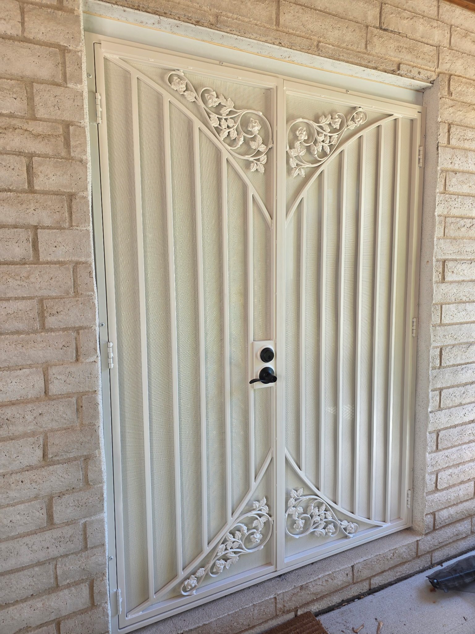 White Rose Scroll Security Door