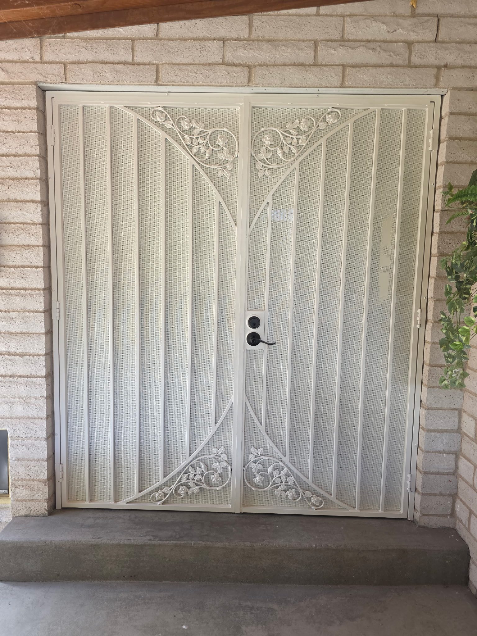 White Rose Scroll Security Door Straight On